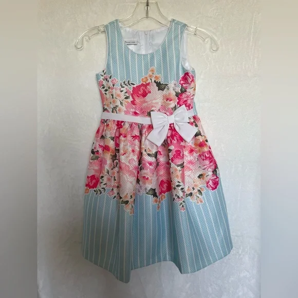 bonnie jean pink and white dress NWT Bonnie Jean Gracious Kate White Dress Pink Sash sz 7 10